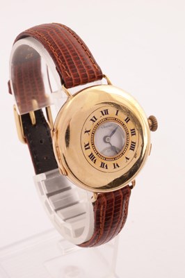 Lot 1303 - IWC SCHAFFHAUSEN AN EARLY 20TH CENTURY HALF HUNTER 18CT GOLD WRIST WATCH