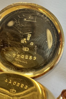 Lot 1303 - IWC SCHAFFHAUSEN AN EARLY 20TH CENTURY HALF HUNTER 18CT GOLD WRIST WATCH