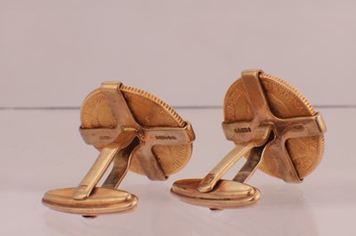 Lot 157 - A PAIR OF HALF-SOVEREIGN CUFFLINKS WITH 9CT GOLD MOUNTS