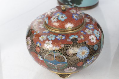 Lot 556 - A COLLECTION OF FIVE JAPANESE MEIJI PERIOD CLOISONNE VASES AND BOXES