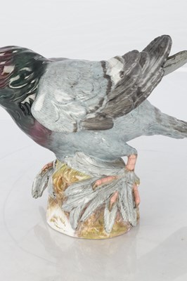 Lot 21 - A 19TH CENTURY MEISSEN PORCELAIN SCULPTURE OF A PIGEON