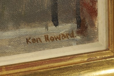 Lot 1168 - KEN HOWARD OBE (1932-2022). A 20TH CENTURY OIL ON CANVAS " NARROW STREET, VENICE"
