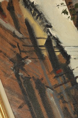 Lot 1168 - KEN HOWARD OBE (1932-2022). A 20TH CENTURY OIL ON CANVAS " NARROW STREET, VENICE"