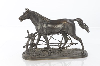 Lot 854 - AFTER P. J. MENE DATED 1846. A FINE 19TH CENTURY FRENCH BRONZE SCULPTURE OF A HORSE
