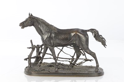 Lot 854 - AFTER P. J. MENE DATED 1846. A FINE 19TH CENTURY FRENCH BRONZE SCULPTURE OF A HORSE