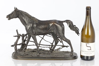 Lot 854 - AFTER P. J. MENE DATED 1846. A FINE 19TH CENTURY FRENCH BRONZE SCULPTURE OF A HORSE