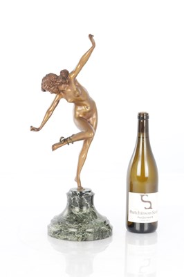 Lot 805 - A GOOD ART DECO GILT BRONZE SCULPTURE "THE SNAKE DANCER" AFTER COLLINET