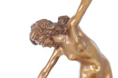 Lot 805 - A GOOD ART DECO GILT BRONZE SCULPTURE "THE SNAKE DANCER" AFTER COLLINET