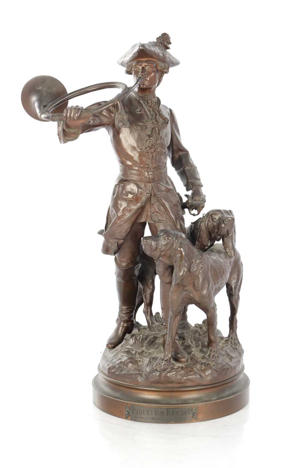 Lot 797 - HIPPOLYTE MOREAU & LECOURTIER. A GOOD 19TH CENTURY FRENCH BRONZE FIGURE GROUP ENTITLED "PIQUEUR AU RELAIS"