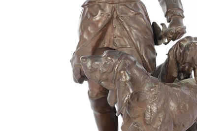 Lot 797 - HIPPOLYTE MOREAU & LECOURTIER. A GOOD 19TH CENTURY FRENCH BRONZE FIGURE GROUP ENTITLED "PIQUEUR AU RELAIS"