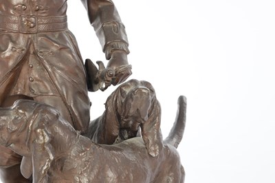 Lot 797 - HIPPOLYTE MOREAU & LECOURTIER. A GOOD 19TH CENTURY FRENCH BRONZE FIGURE GROUP ENTITLED "PIQUEUR AU RELAIS"