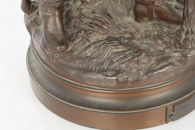 Lot 797 - HIPPOLYTE MOREAU & LECOURTIER. A GOOD 19TH CENTURY FRENCH BRONZE FIGURE GROUP ENTITLED "PIQUEUR AU RELAIS"