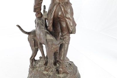 Lot 797 - HIPPOLYTE MOREAU & LECOURTIER. A GOOD 19TH CENTURY FRENCH BRONZE FIGURE GROUP ENTITLED "PIQUEUR AU RELAIS"