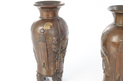 Lot 298 - A PAIR OF JAPANESE MEIJI PERIOD BRONZED VASES