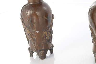 Lot 298 - A PAIR OF JAPANESE MEIJI PERIOD BRONZED VASES