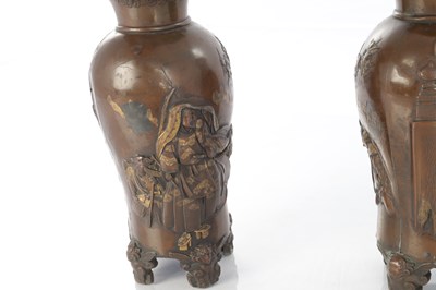 Lot 298 - A PAIR OF JAPANESE MEIJI PERIOD BRONZED VASES