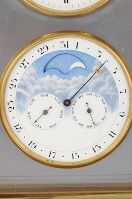 Lot 1541 - A LARGE LATE 19TH CENTURY FRENCH FOUR-GLASS MANTEL CLOCK WITH CALENDAR WORK AND MOONPHASE