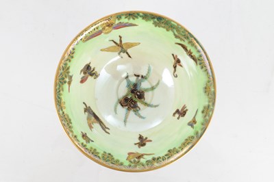 Lot 26 - A FINE DAISY MAKEIG-JONES WEDGWOOD FAIRYLAND LUSTRE FOOTED BOWL DECORATED IN THE "LEAPFROGGING ELVES" PATTERN