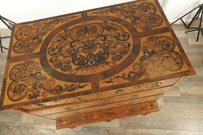 Lot 1643 - A WILLIAM AND MARY MARQUETRY AND BURR WALNUT CHEST ON STAND
