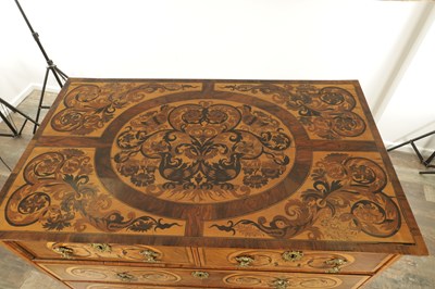 Lot 1643 - A WILLIAM AND MARY MARQUETRY AND BURR WALNUT CHEST ON STAND