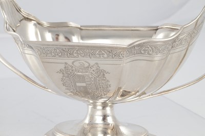 Lot 248 - A GOOD PAIR OF GEORGE III SILVER TWO HANDLED SAUCE BOATS