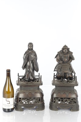 Lot 626 - A LARGE PAIR OF JAPANESE MEIJI PERIOD BRONZE FIGURES