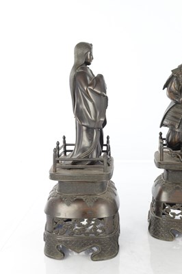 Lot 626 - A LARGE PAIR OF JAPANESE MEIJI PERIOD BRONZE FIGURES