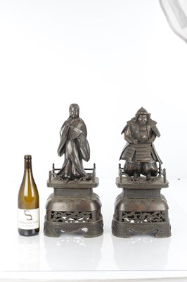 Lot 626 - A LARGE PAIR OF JAPANESE MEIJI PERIOD BRONZE FIGURES