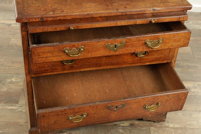 Lot 1631 - A GOOD QUEEN ANNE FIGURED WALNUT BACHELORS CHEST OF SMALL SIZE