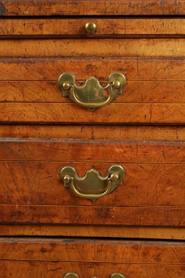 Lot 1631 - A GOOD QUEEN ANNE FIGURED WALNUT BACHELORS CHEST OF SMALL SIZE