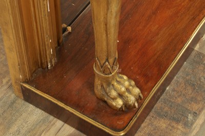 Lot 1705 - A FINE REGENCY GILT GESSO AND ROSEWOOD CONSOLE TABLE