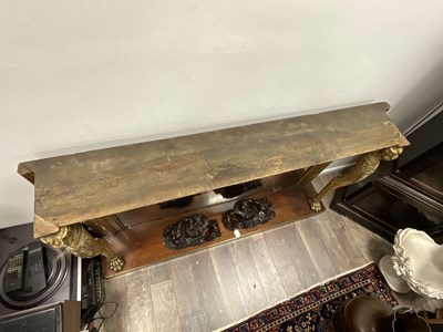Lot 1705 - A FINE REGENCY GILT GESSO AND ROSEWOOD CONSOLE TABLE