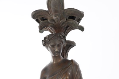 Lot 734 - A PAIR OF 19TH CENTURY BRONZE FIGURAL LAMPS