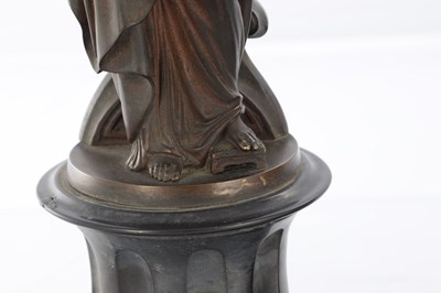 Lot 734 - A PAIR OF 19TH CENTURY BRONZE FIGURAL LAMPS