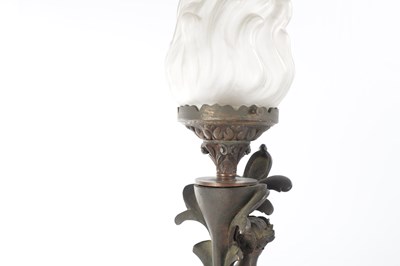 Lot 734 - A PAIR OF 19TH CENTURY BRONZE FIGURAL LAMPS