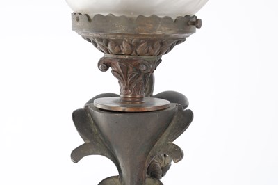 Lot 734 - A PAIR OF 19TH CENTURY BRONZE FIGURAL LAMPS