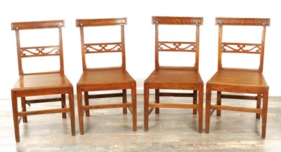 Lot 1608 - A SET OF FOUR GEORGE III ASH AND ELM KITCHEN CHAIRS