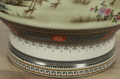 Lot 552 - A LARGE PAIR OF CHINESE REPUBLIC FAMILLE ROSE ROULEAU VASES