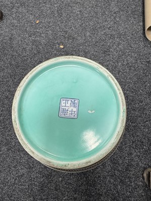 Lot 552 - A LARGE PAIR OF CHINESE REPUBLIC FAMILLE ROSE ROULEAU VASES