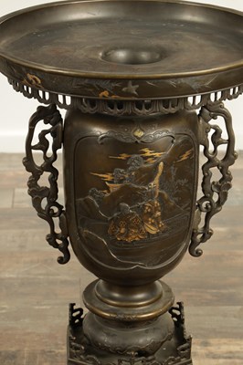 Lot 688 - A LARGE AND IMPRESSIVE PAIR OF JAPANESE MEIJI PERIOD BRONZE SECTIONAL VASES