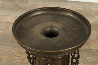 Lot 688 - A LARGE AND IMPRESSIVE PAIR OF JAPANESE MEIJI PERIOD BRONZE SECTIONAL VASES