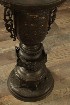 Lot 688 - A LARGE AND IMPRESSIVE PAIR OF JAPANESE MEIJI PERIOD BRONZE SECTIONAL VASES