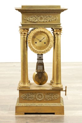 Lot 1433 - A LARGE EARLY 19TH CENTURY FRENCH ORMOLU PORTICO CLOCK
