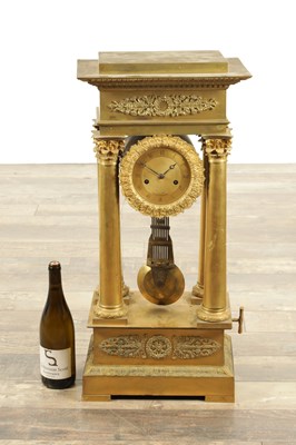 Lot 1433 - A LARGE EARLY 19TH CENTURY FRENCH MUSICAL ORMOLU PORTICO CLOCK