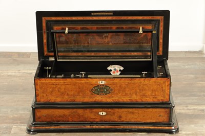 Lot 1048 - A LARGE 19TH CENTURY SWISS INTERCHANGEABLE MECHANICAL MUSIC BOX