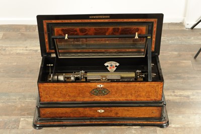 Lot 1048 - A LARGE 19TH CENTURY SWISS INTERCHANGEABLE MECHANICAL MUSIC BOX