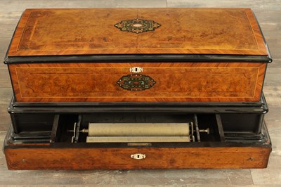 Lot 1048 - A LARGE 19TH CENTURY SWISS INTERCHANGEABLE MECHANICAL MUSIC BOX