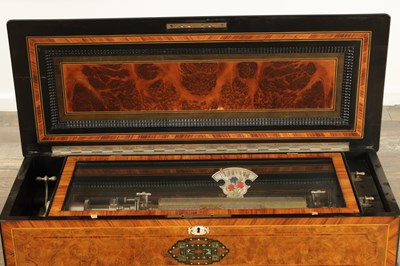 Lot 1048 - A LARGE 19TH CENTURY SWISS INTERCHANGEABLE MECHANICAL MUSIC BOX