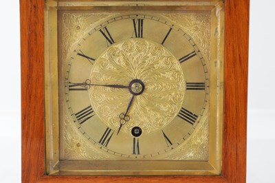 Lot 1328 - A FINE REGENCY ROSEWOOD ENGLISH FUSEE LIBRARY CLOCK