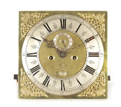 Lot 1391 - WILLIAM UNDERWOOD, WESTMINSTER. AN EARLY 18TH CENTURY AND LATER 12” BRASS SQUARE DIAL EIGHT-DAY LONGCASE CLOCK MOVEMENT